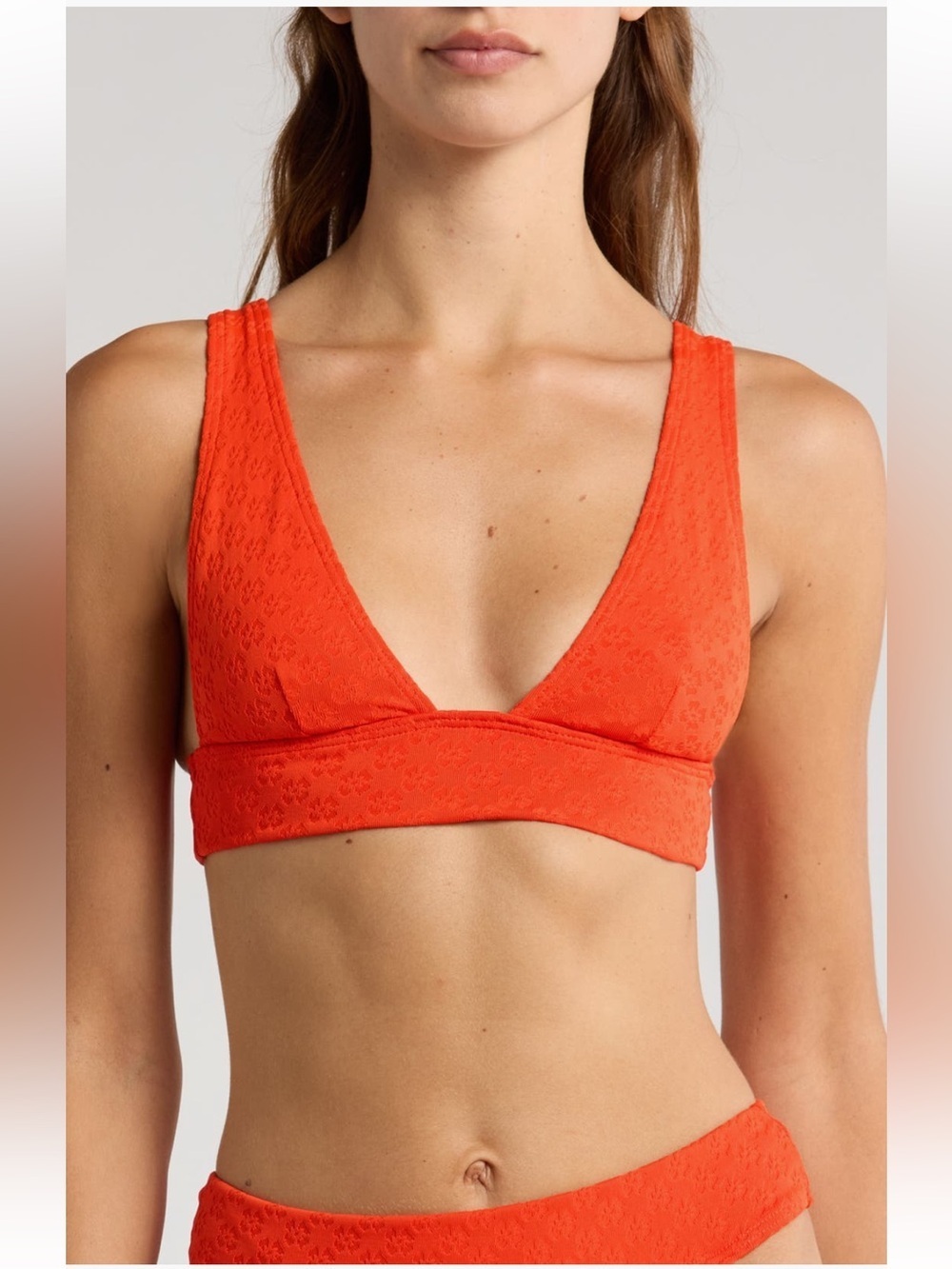 NWT Billabong Good Vibes Remi plunge bikini top hibiscus jacquard sz med